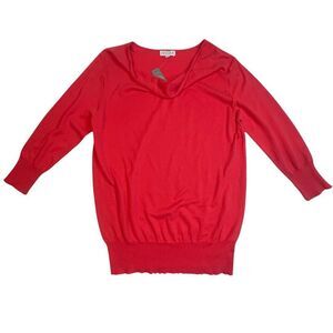 Joseph A Blouse Womens Large Coral Pink Preppy Colorful Top Scoop Neck Sweater